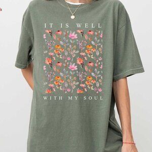 It Is Well With My Soul Vintage Floral Tee